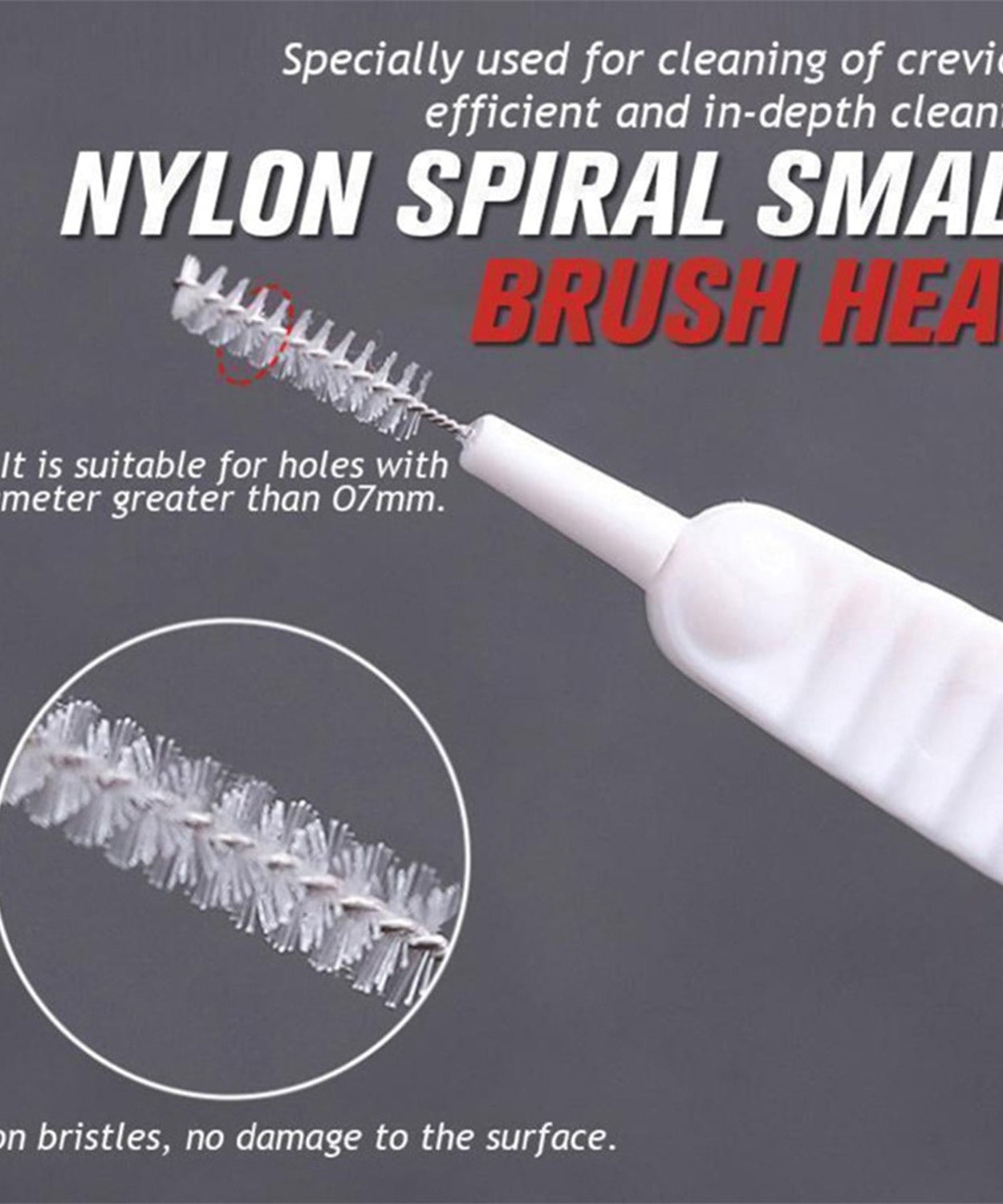 Set of small brushes for shower head cleaning