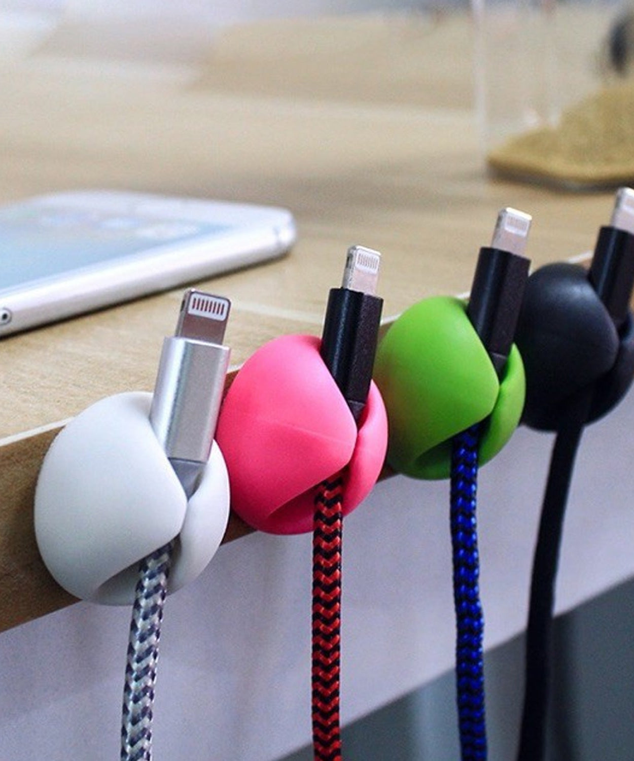 Wire clips for desk organization