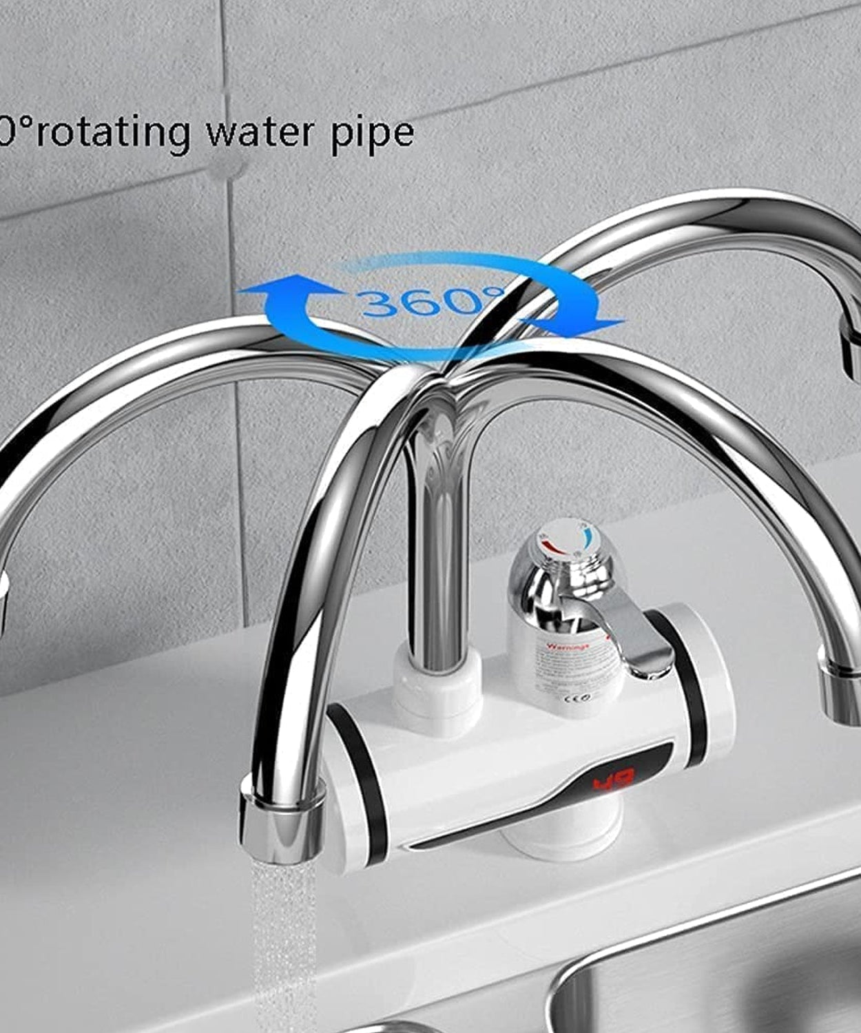 LED digital display for easy temperature control on faucet.