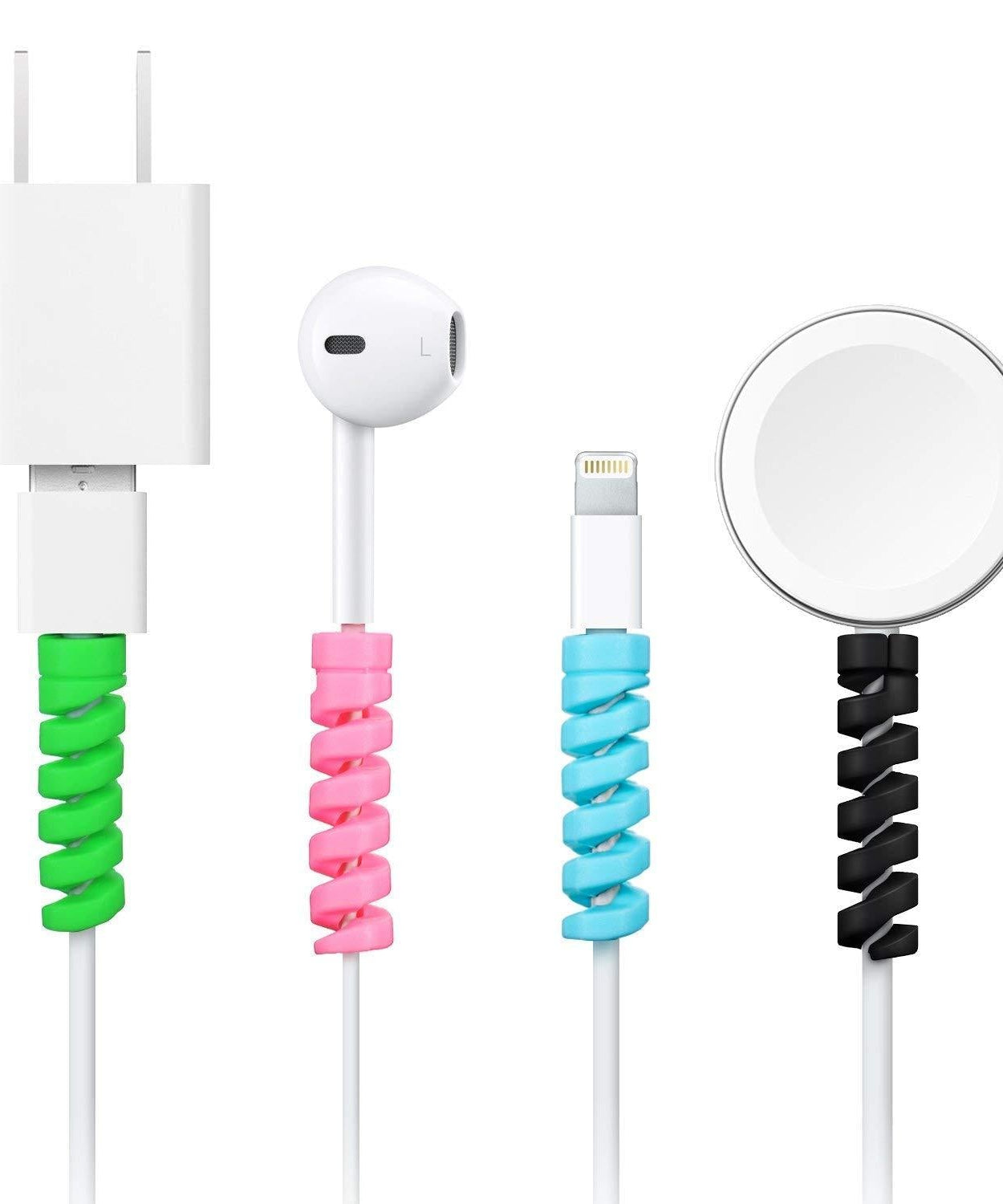 Spiral cable protector for charger cables, pack of 4