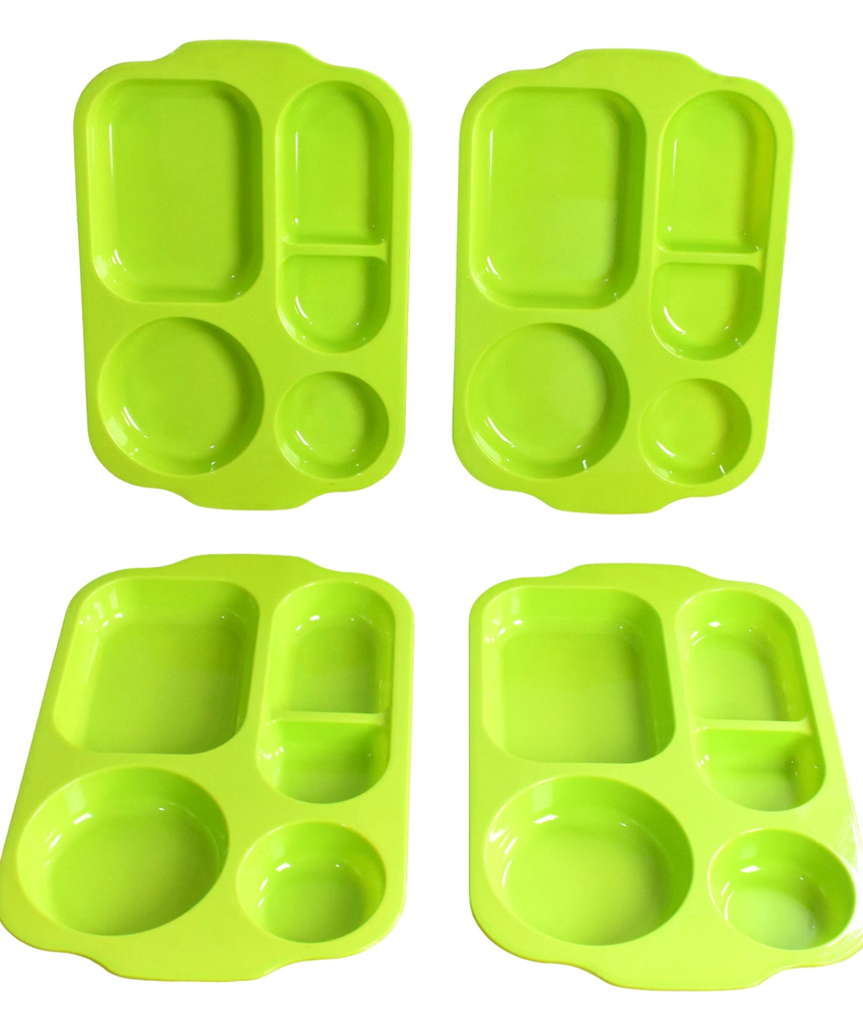 Unbreakable Plastic Food Plates / Biodegradable 5 Compartment Square Plate for Food