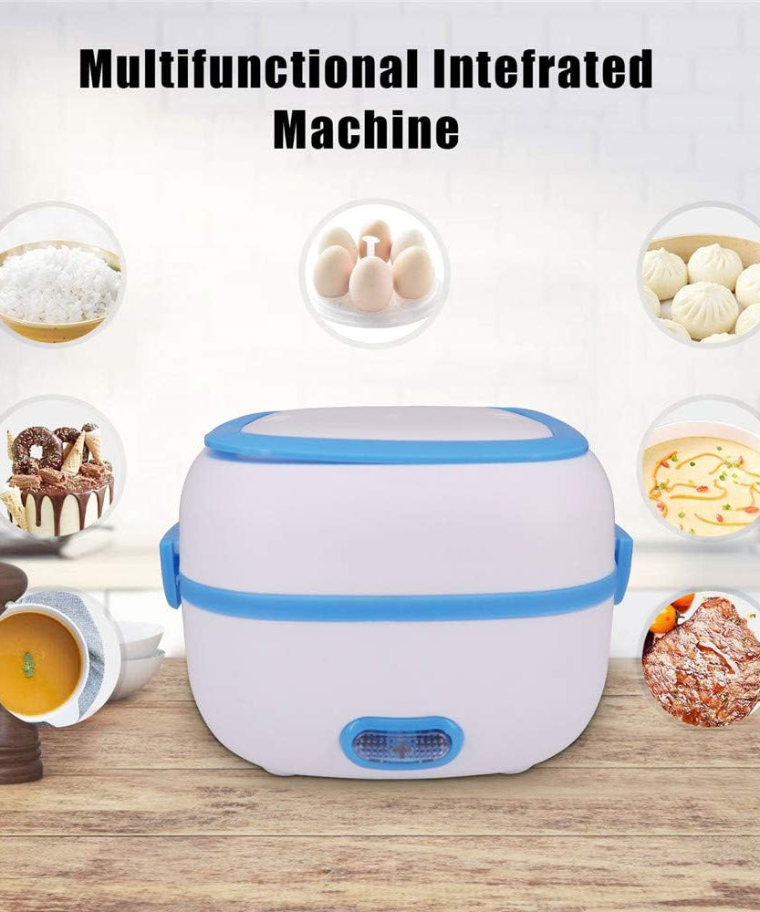 Electric Lunch Box Portable Food Warmer Food Heating Lunch Box Removable Food-Grade Stainless Steel Compartments, 220V 200W, for Car, Truck, office 