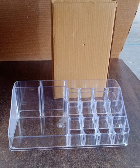 16 Compartment Cosmetic Makeup Jewellery Lipstick Storage Organiser Box, Cosmetic Storage Box Make-up Lipstick Organizer / Lipstick Holder Case  Transparent