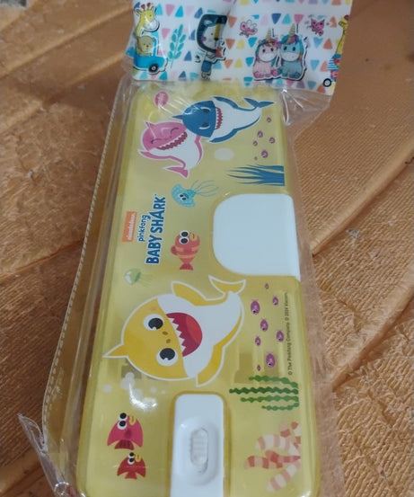 Plastic Pencil Box with LED Light & Cartoon Print (1 Pc)