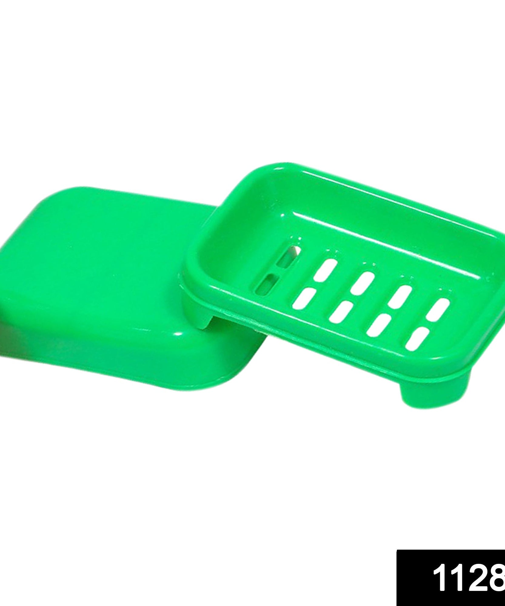 Plastic soap holder with a cover, protects soap from water and dust.