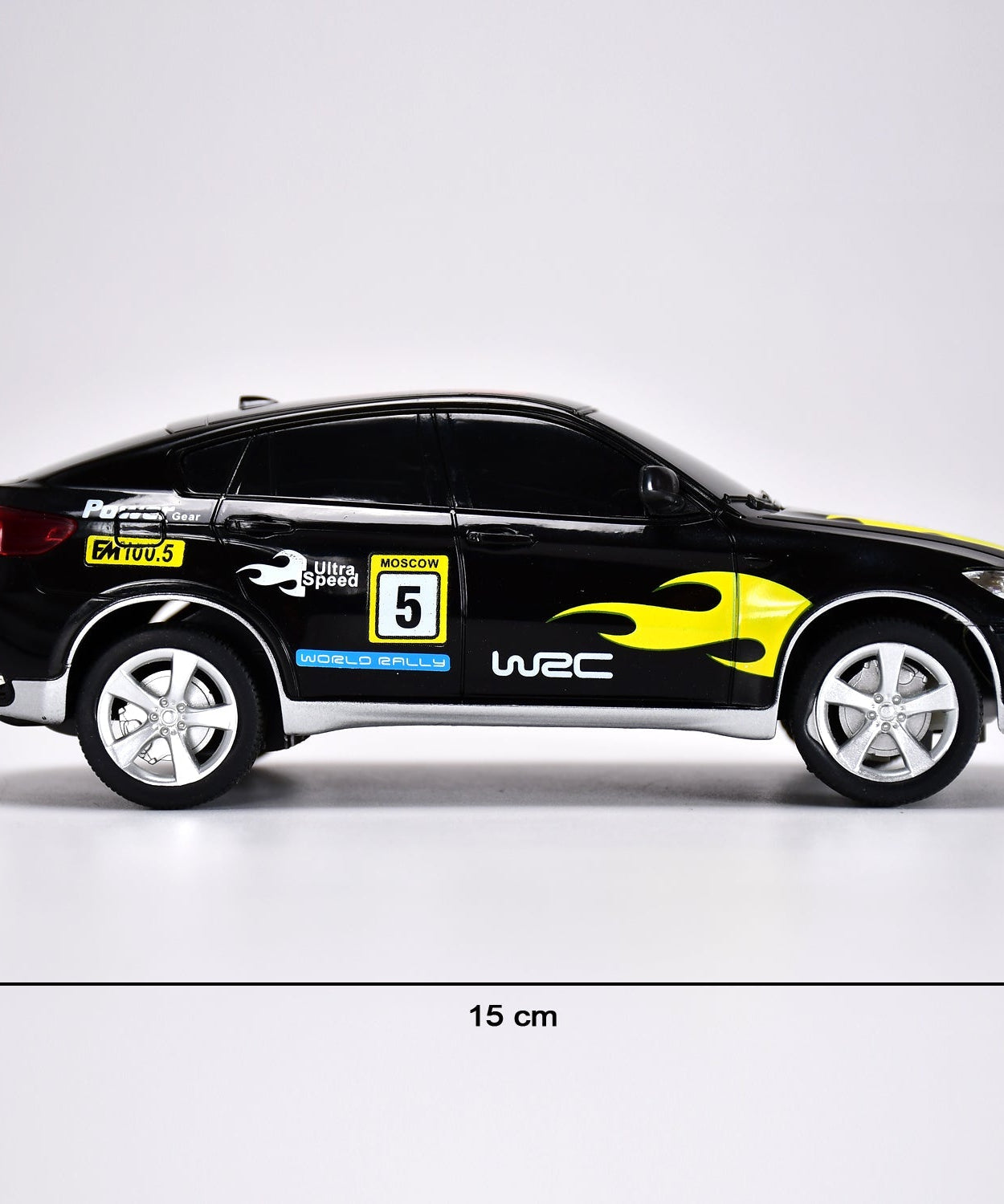 Kids' remote control car with bright colors.