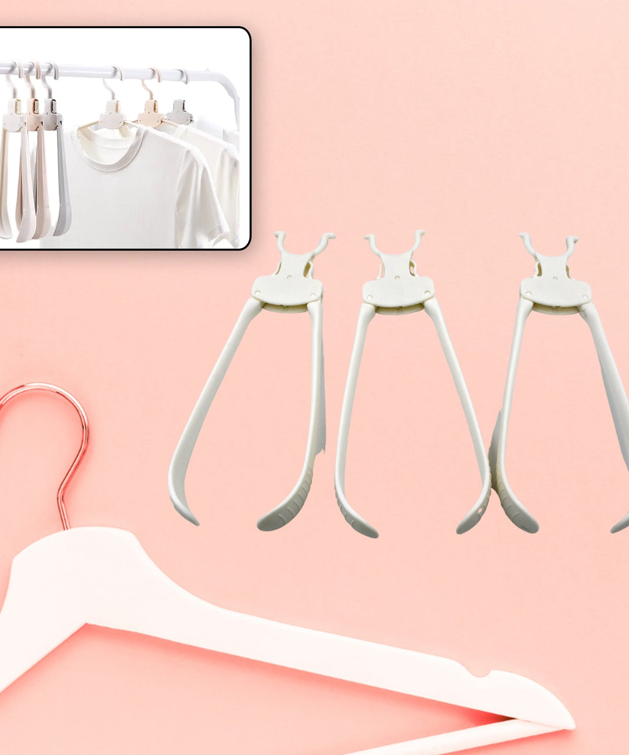 Folding stainless steel hanger, 6 layers, for pants, ties, belts, and scarves.