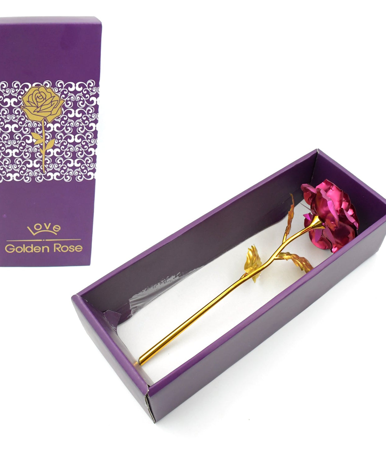 Gold Rose Artificial Rose Flower With Gift Box, Plastic Flowers Best Gifts for Friend Girl Wife Women, Golden Rose Gift for Valentine's Day, Mother's Day, Anniversary, Birthday, Wedding, Gold (1 Pc)