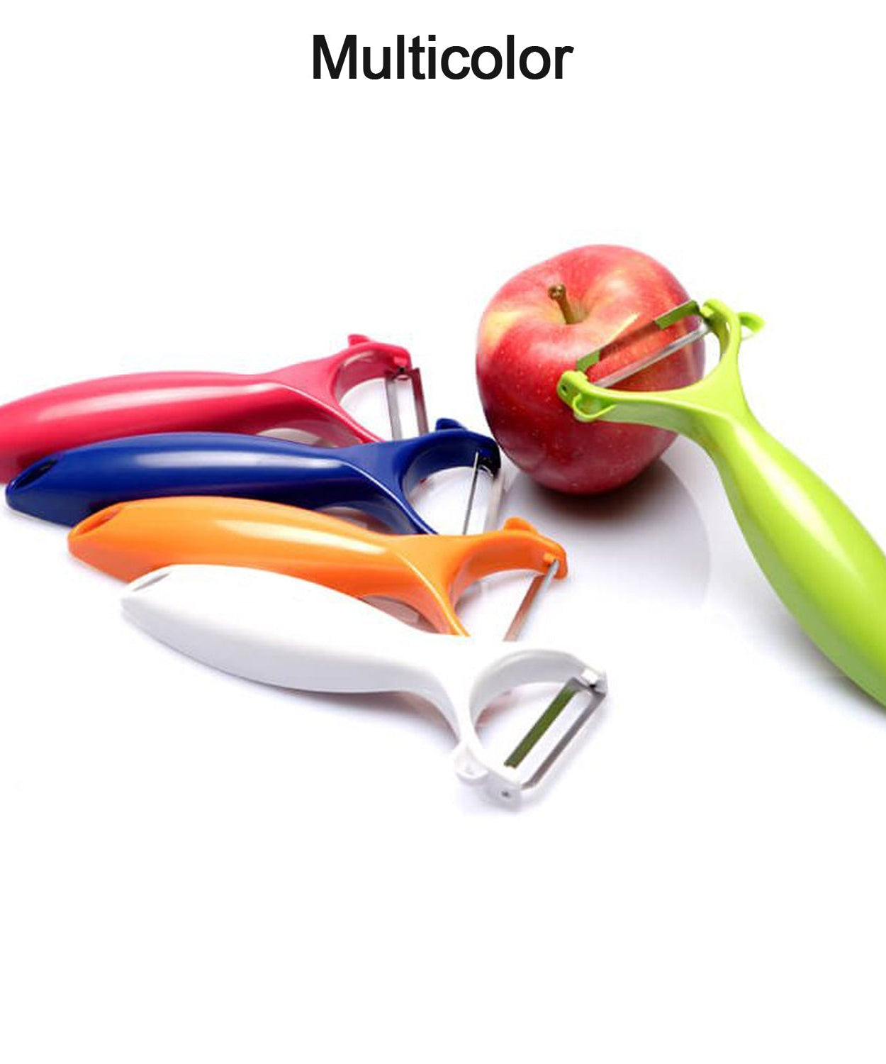Versatile peeler for preparing fruits and vegetables in the kitchen.
