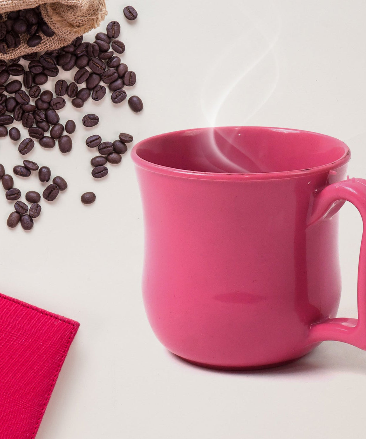 Premium Plastic Coffee / Tea Cups / Mug with Handle (1 Pc / Loose / Mix Color)