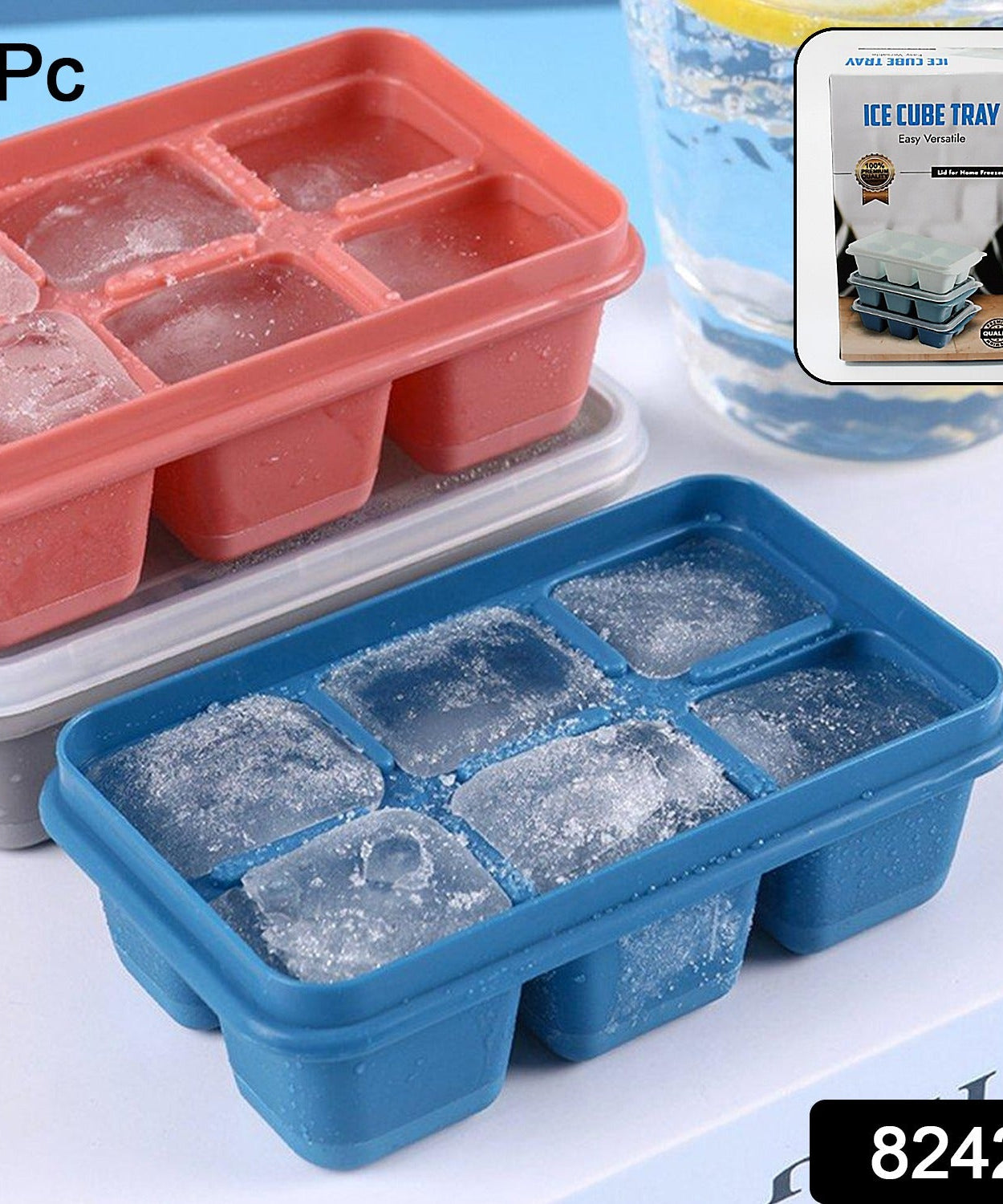 6 Grid Silicone Ice Tray Used In All Kinds Of Places Like Household Kitchens For Making Ice From Water And Various Things And All With Color Box (1 Pc)