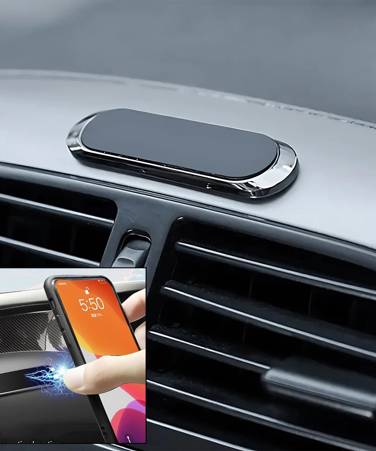 360d Rotation Magnetic Mobile Holder for Car Dashboard Stand Strongest Magnets Phone Metal Bracket Car, Bike, Scooter, Desk, Office, Home Universal (1 Pc)