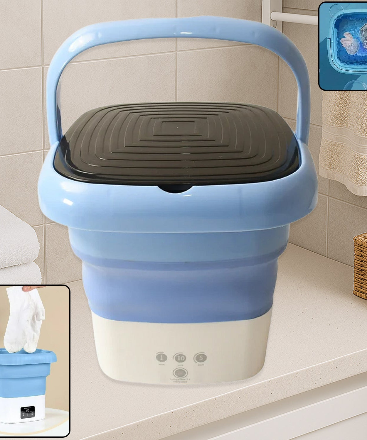 Folding Washing Machine, Mini Portable Washing Machine, Deep Cleaning, Mini Foldable Washing Machine, Suitable For Socks, Underwear, Baby Clothes & Other (1 Pc)