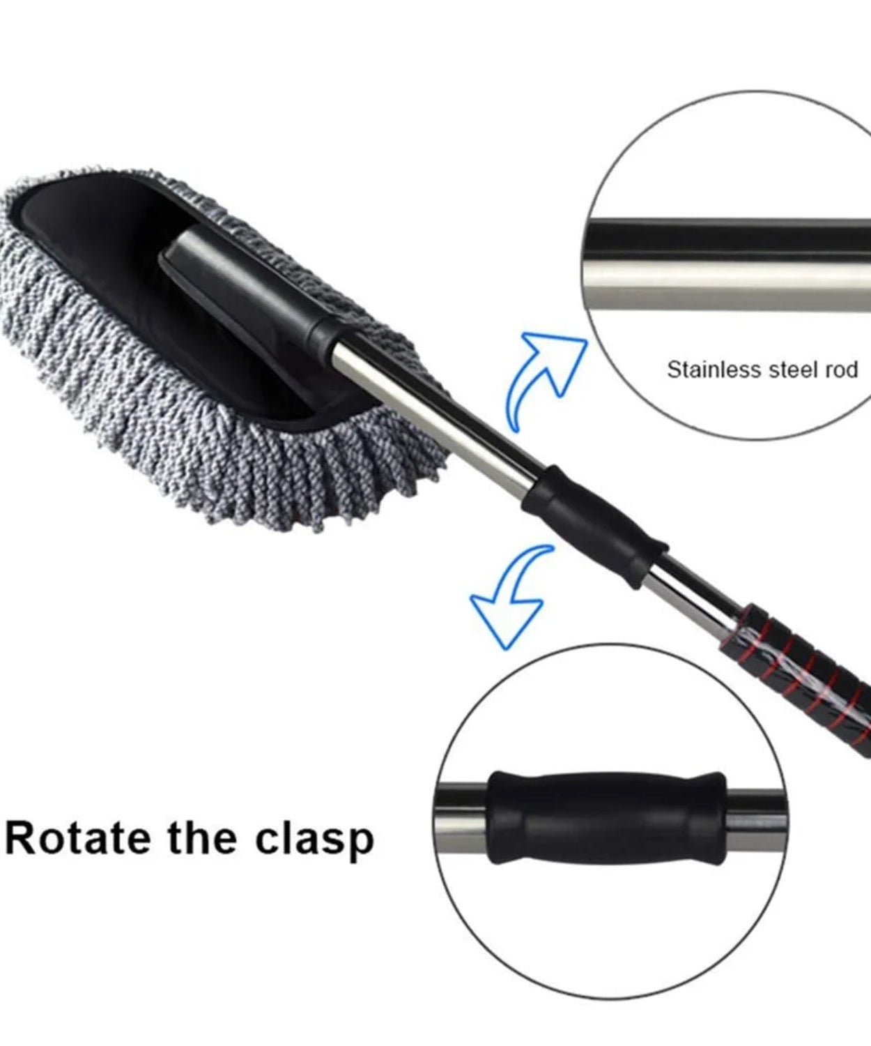 Car Duster, Long Retractable / Soft / Non-Slip / Handle Multipurpose Microfiber Wash Brush Vehicle Interior and Exterior Cleaning Kit with for Car, Boats or Home