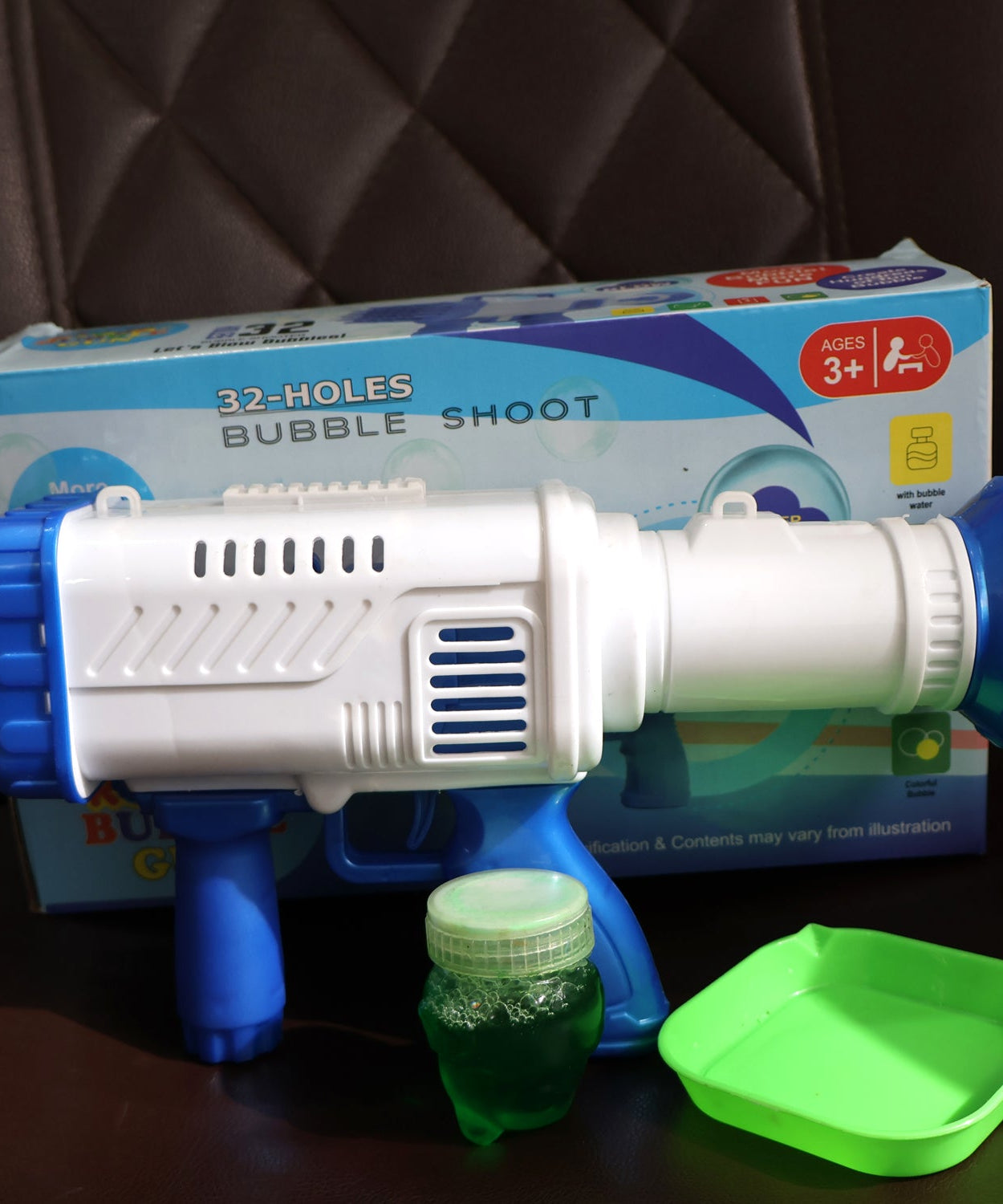 32 Holes Big Rechargeable Powerful Machine Bubble Gun Toys (1 Set)