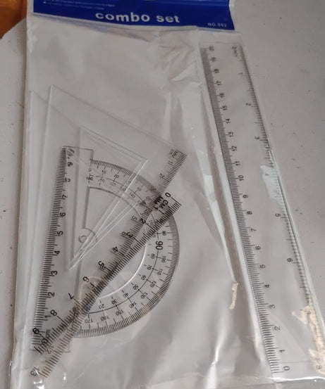 Plastic Geometry Set, Triangle Ruler Protractor Straight Ruler (4 Pcs Set)