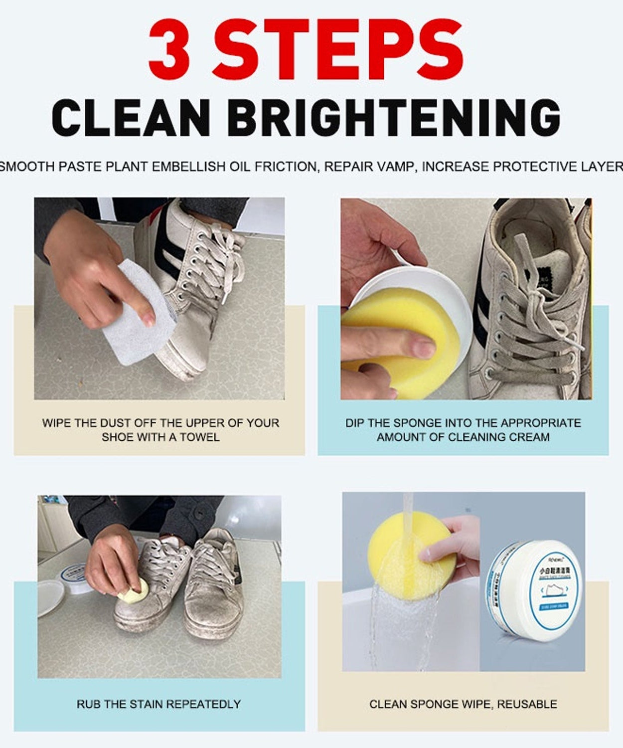 Stain Remover Cleansing Cream for Shoe Polish Sneaker Cleaning Kit Shoe Eraser Stain Remover White Rubber Sole Shoe Cleaner White Shoe Cleaning Cream Stain Remover (120 Gm Approx)