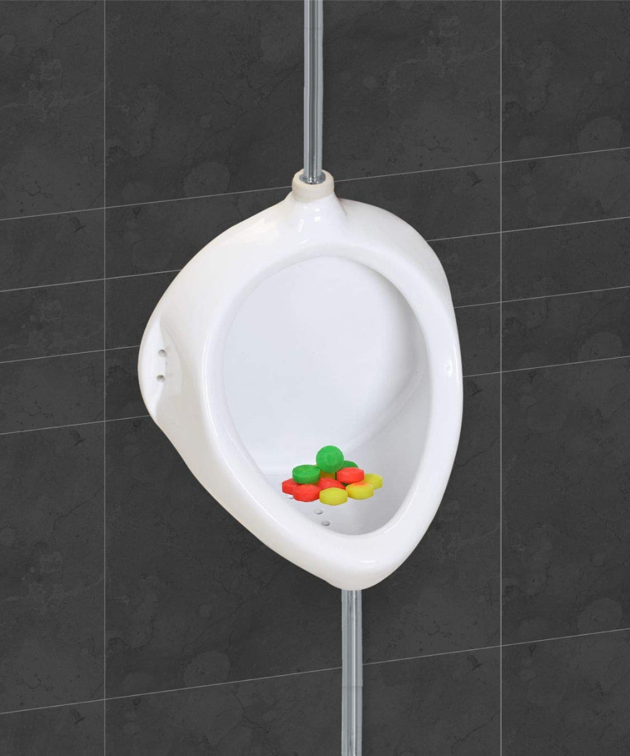 Hygienic urinal cubes for odor control in washrooms.