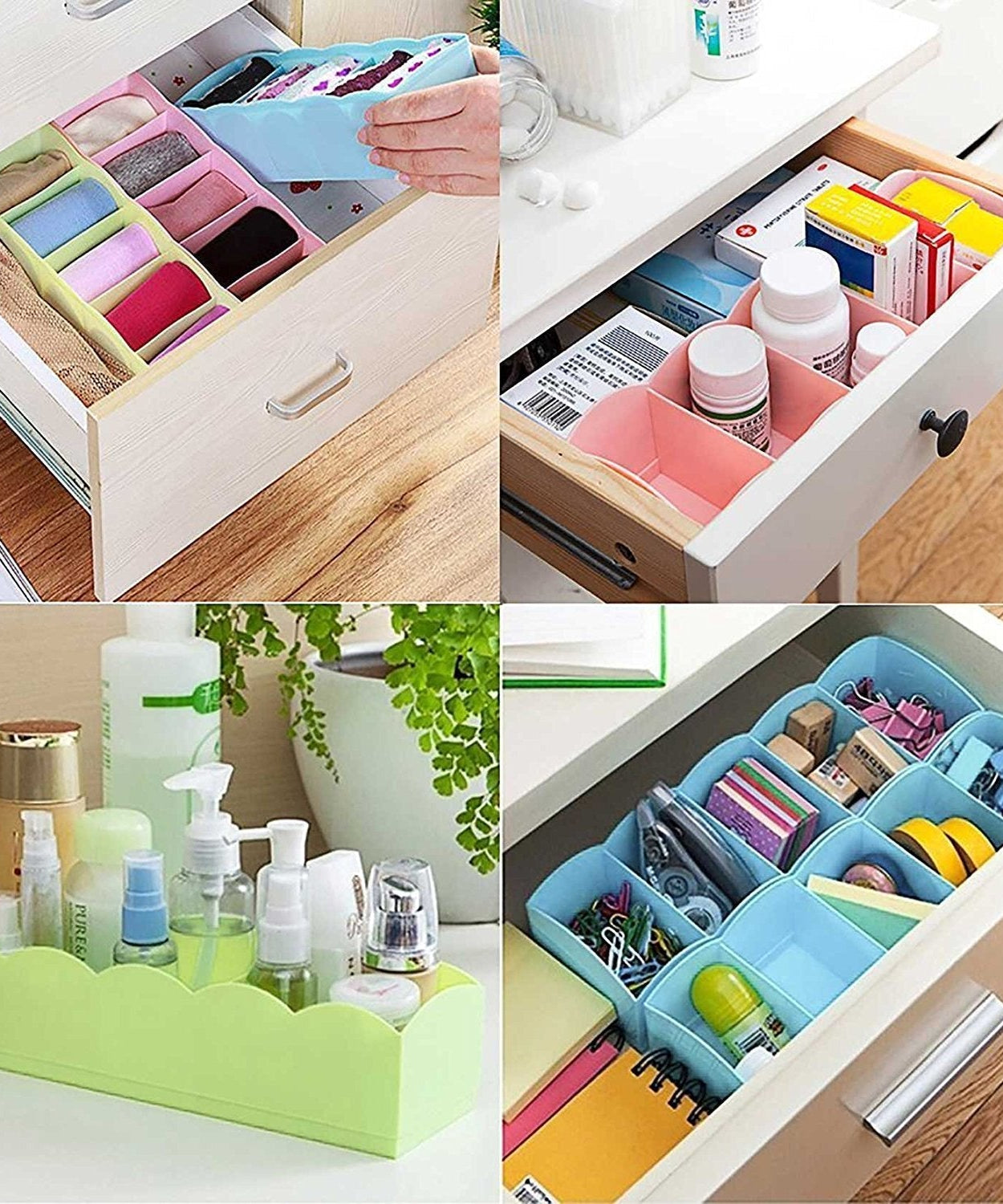 Organizer tray with clear plastic and compartments for storing beads and small items.
