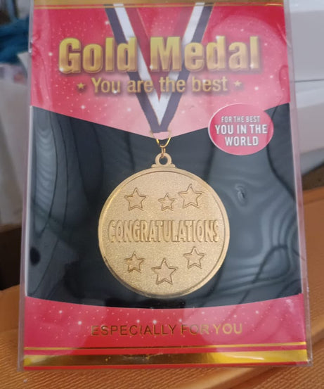 Gold Metal Medal with Tricolor Ribbon (1 Pc)