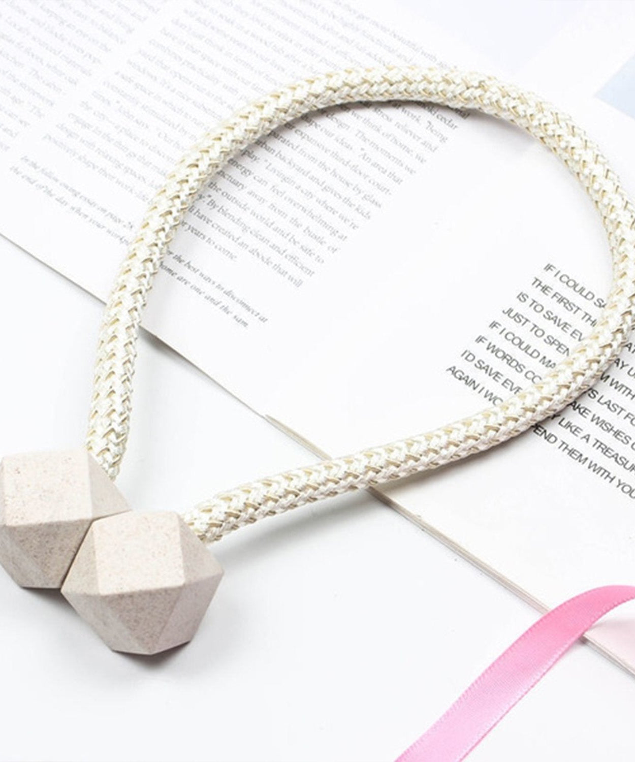 Magnetic curtain clips with straps, 2-piece set, stylish window decor.