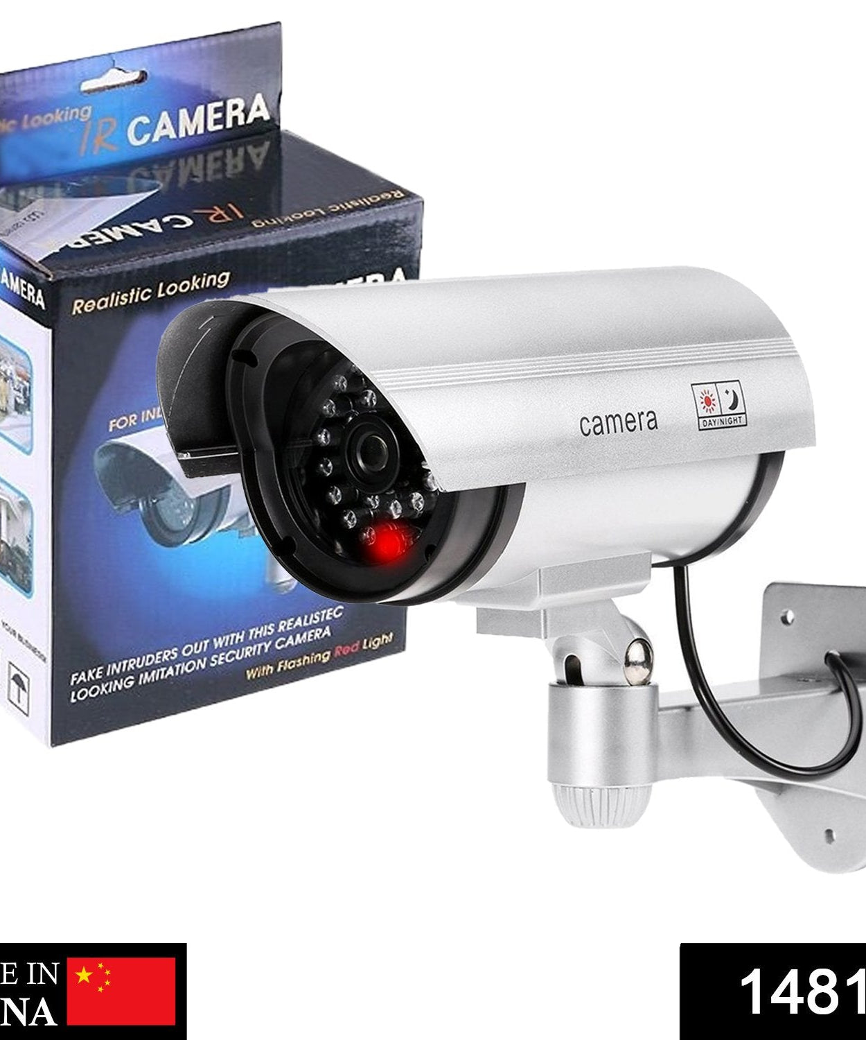 Fake outdoor IR camera for security purposes, mimics real CCTV cameras.