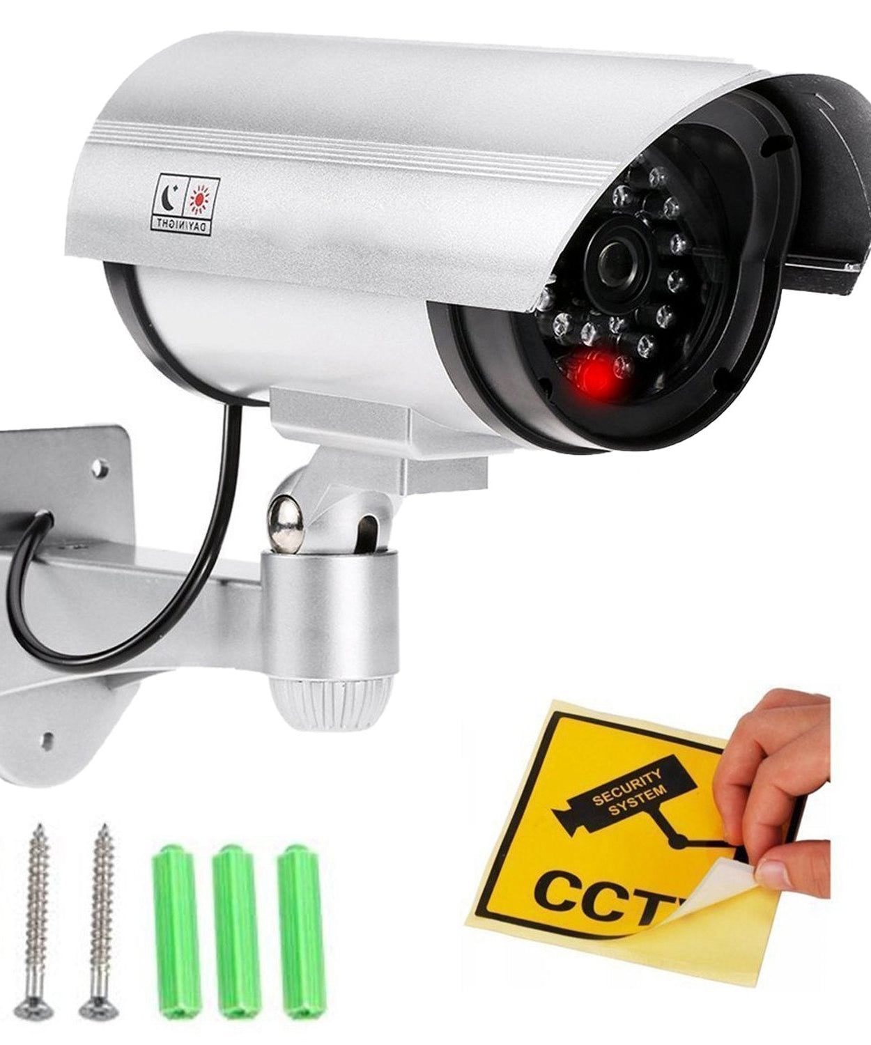 Outdoor dummy IR camera for security, looks realistic to deter potential intruders.