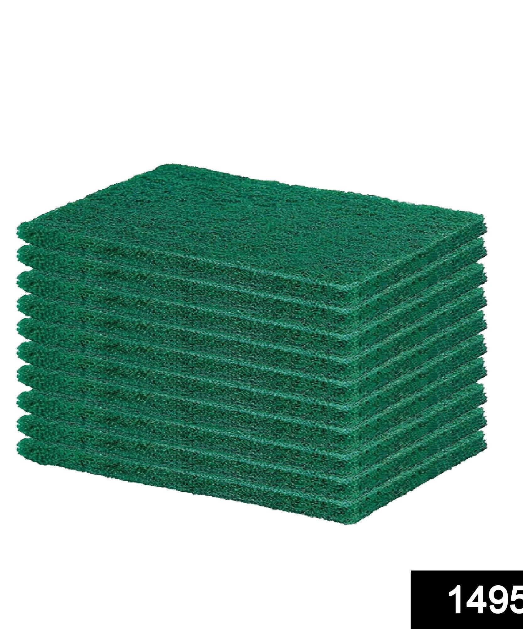 Set of green cleaning pads for scrubbing utensils and tiles