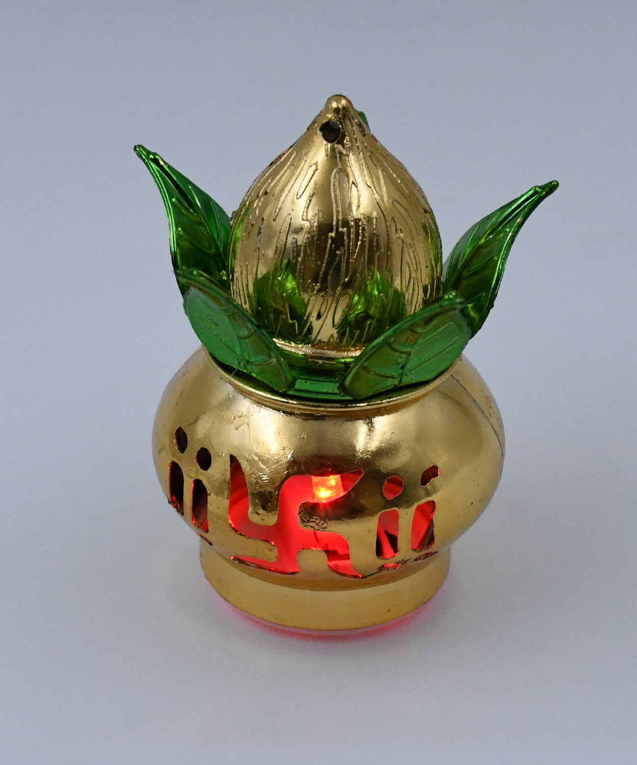 Gold Plated Decorative LED Kalash for Mandir