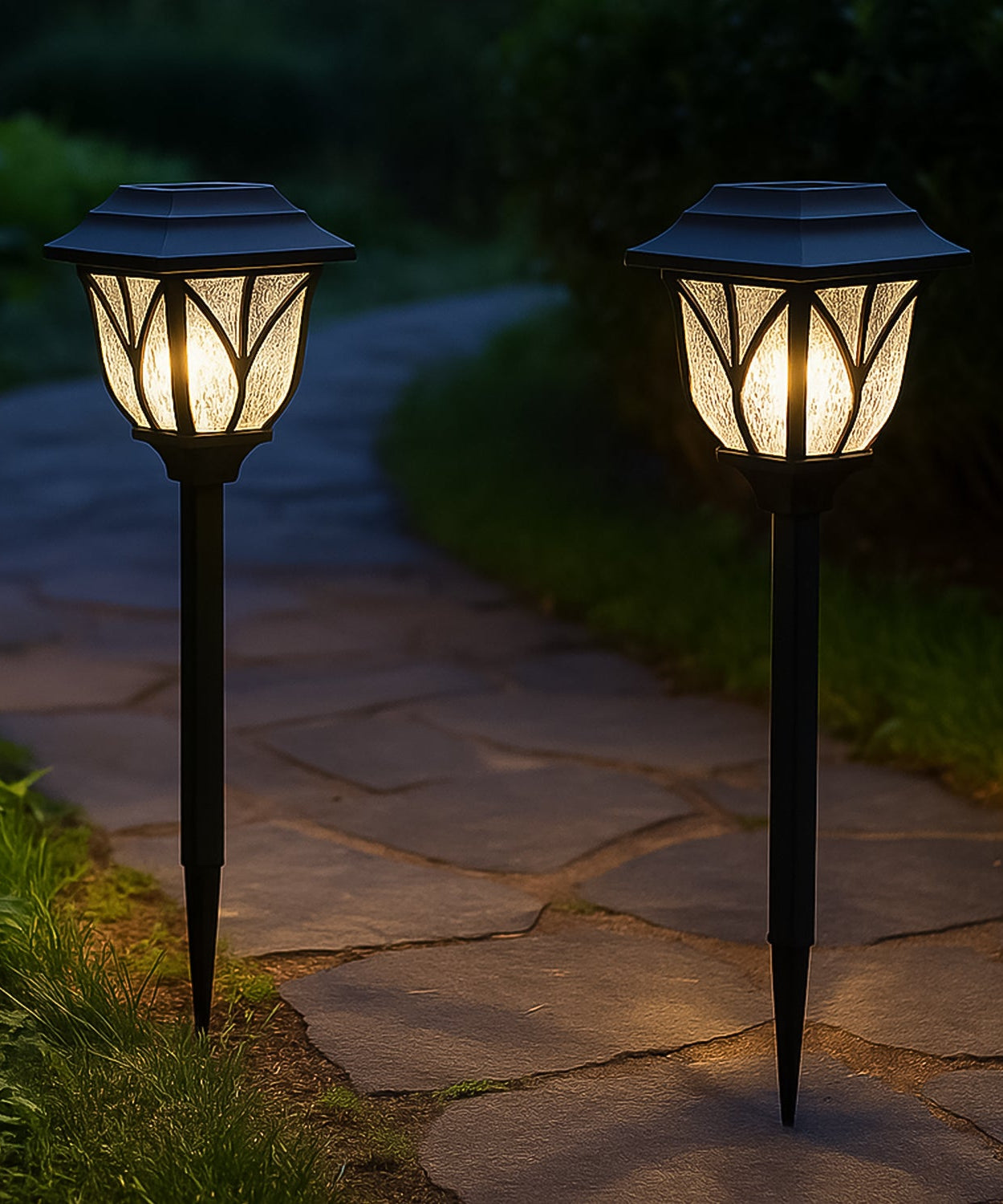 Solar Pathway Lights Outdoor Garden Lights (2 Pcs Set)