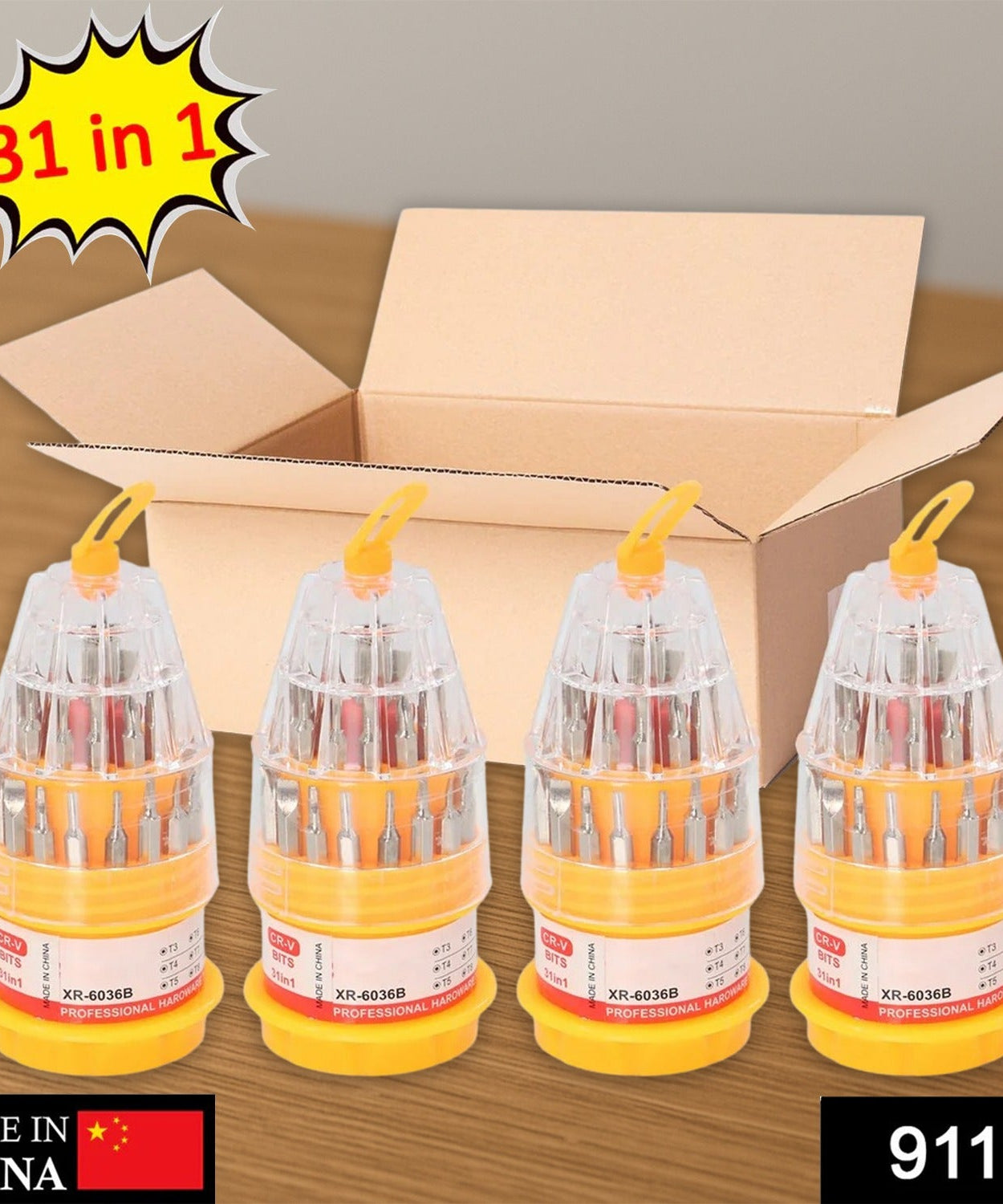 (SET OF 4PC) SCREWDRIVER SET, STEEL 31 IN 1 WITH 30 SCREWDRIVER BITS, PROFESSIONAL MAGNETIC DRIVER SET, B Grade