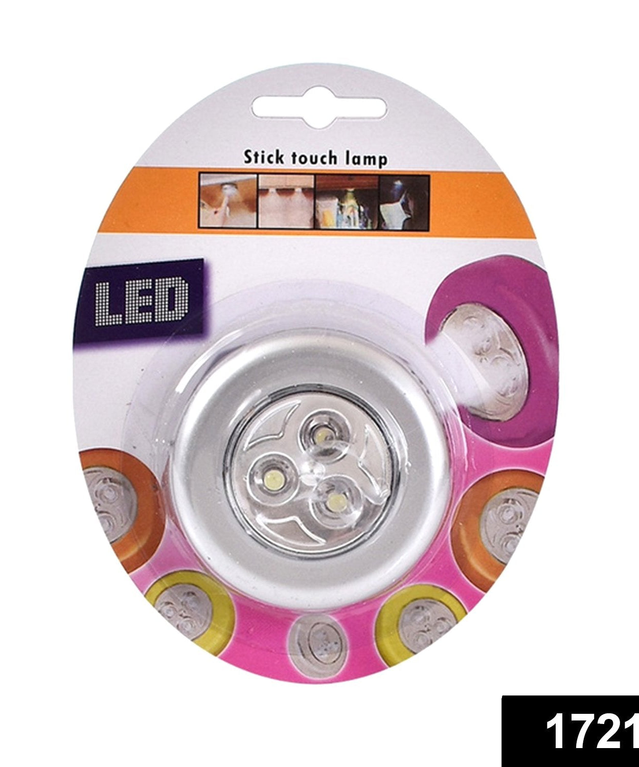 Stick-on LED light, side view.