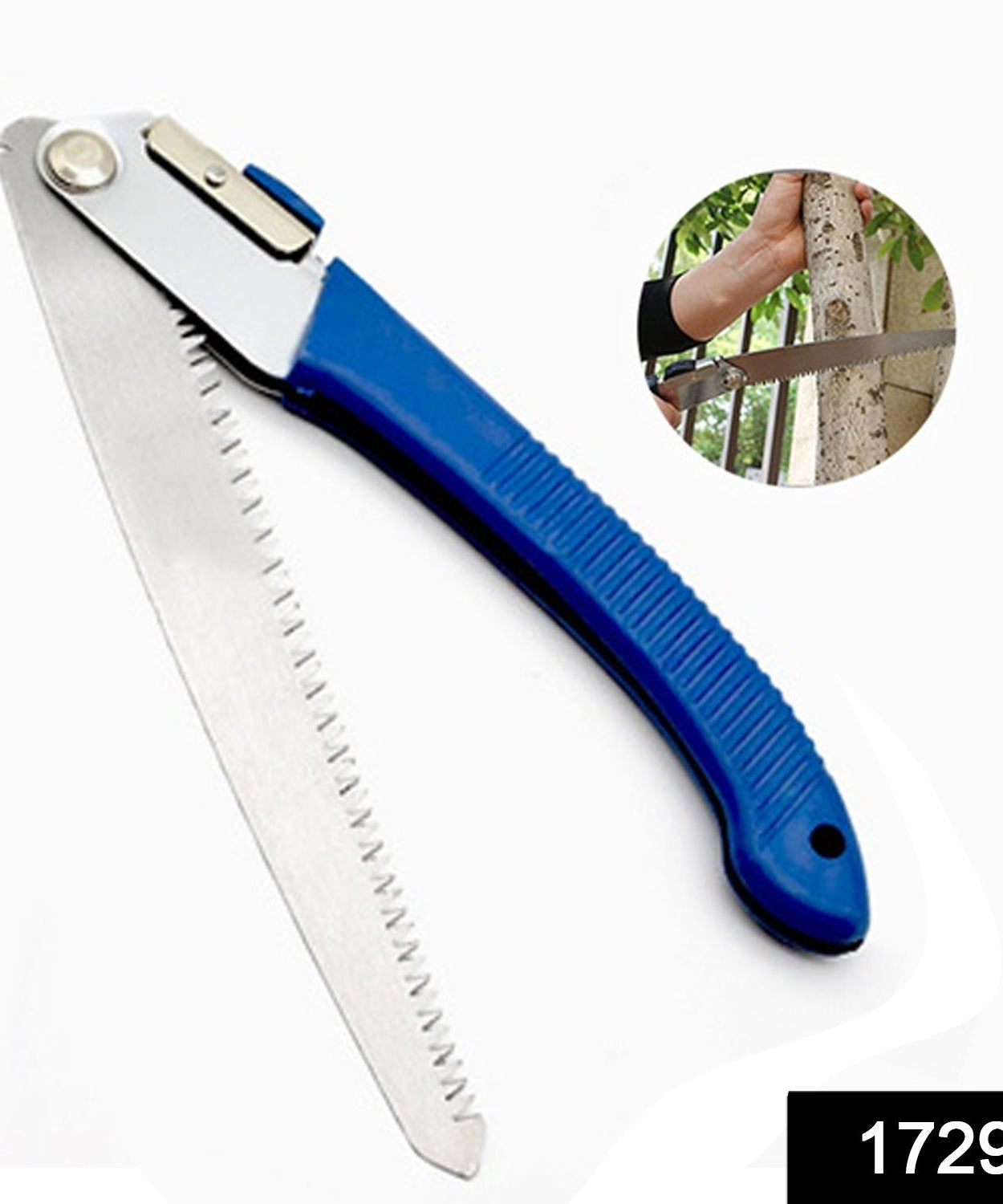 multi-purpose gardening saw folded for storage