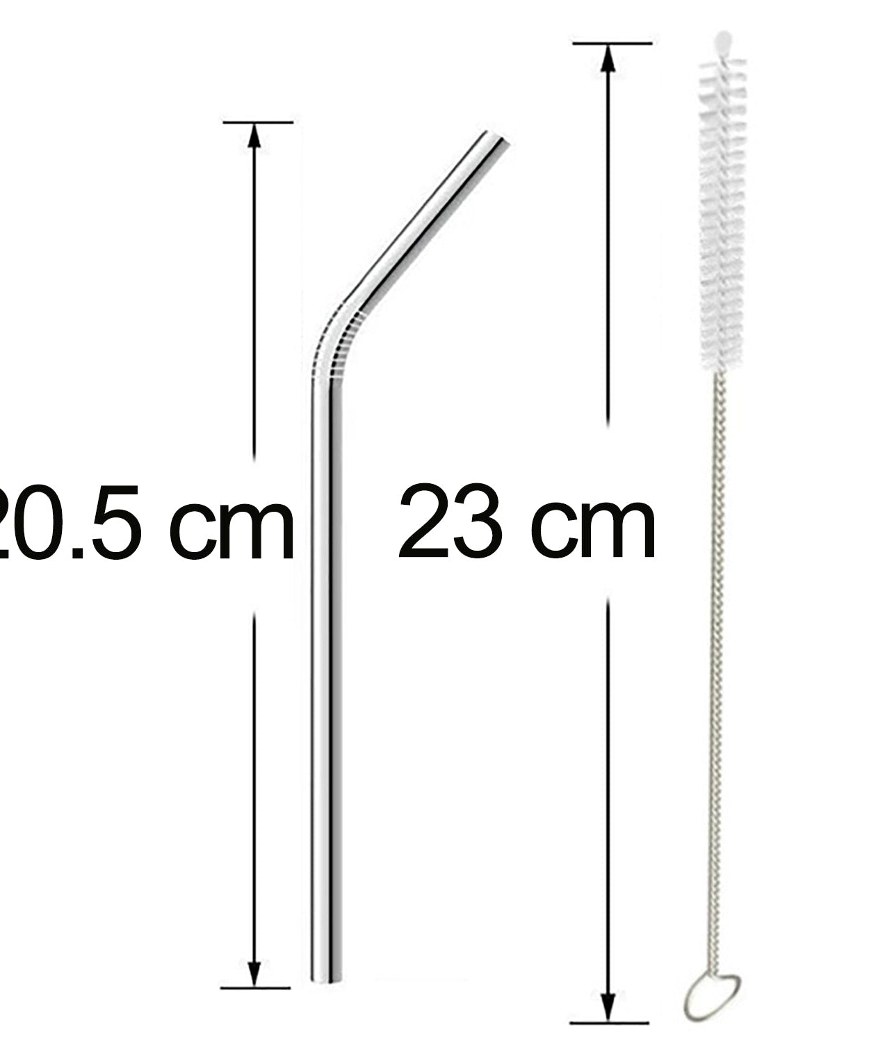 Reusable Stainless Steel Drinking Straws Bent (4 Bent Straws, 1 Brush)
