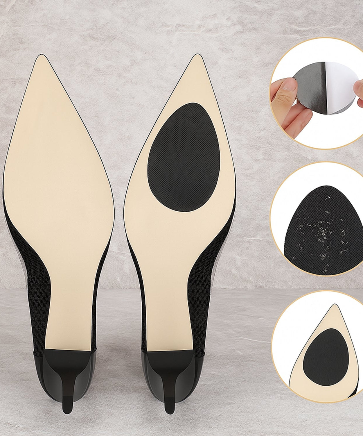 Non-Slip Shoe Pads, Rubber Shoe Sole Protector Pads, Self-Adhesive Shoe Grips Pads Stickers Non Skid for Ladies Shoes, High Heels, Boots