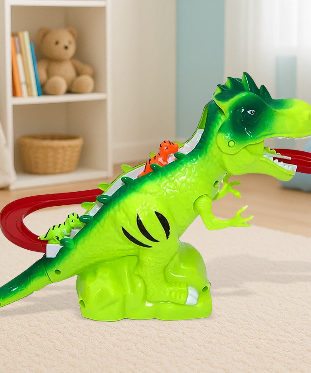 Children Electric Tracks Climb Stair Dinosaur Toys Glowing With Sound Kid Toy Animals Model Interactive Toys