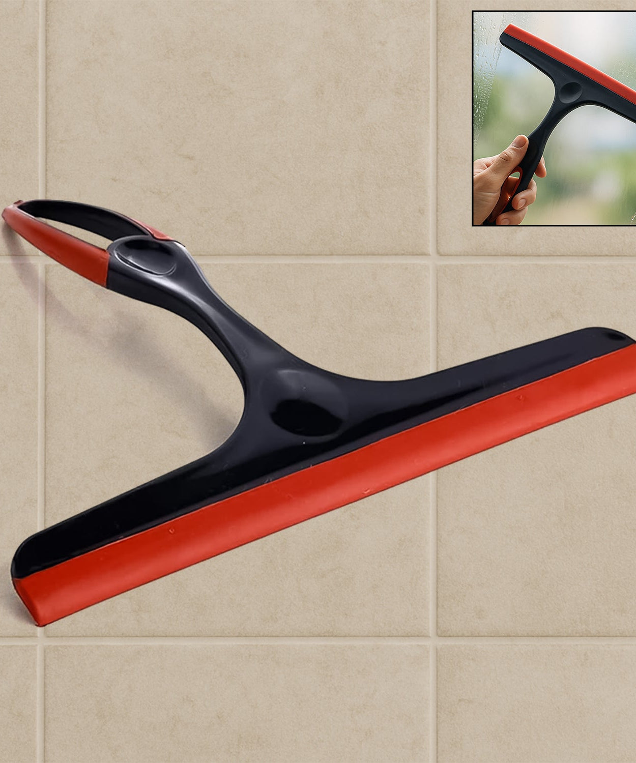 Plastic Kitchen Wiper - Silicone Head for Windows, Glass & Surfaces (1pc)