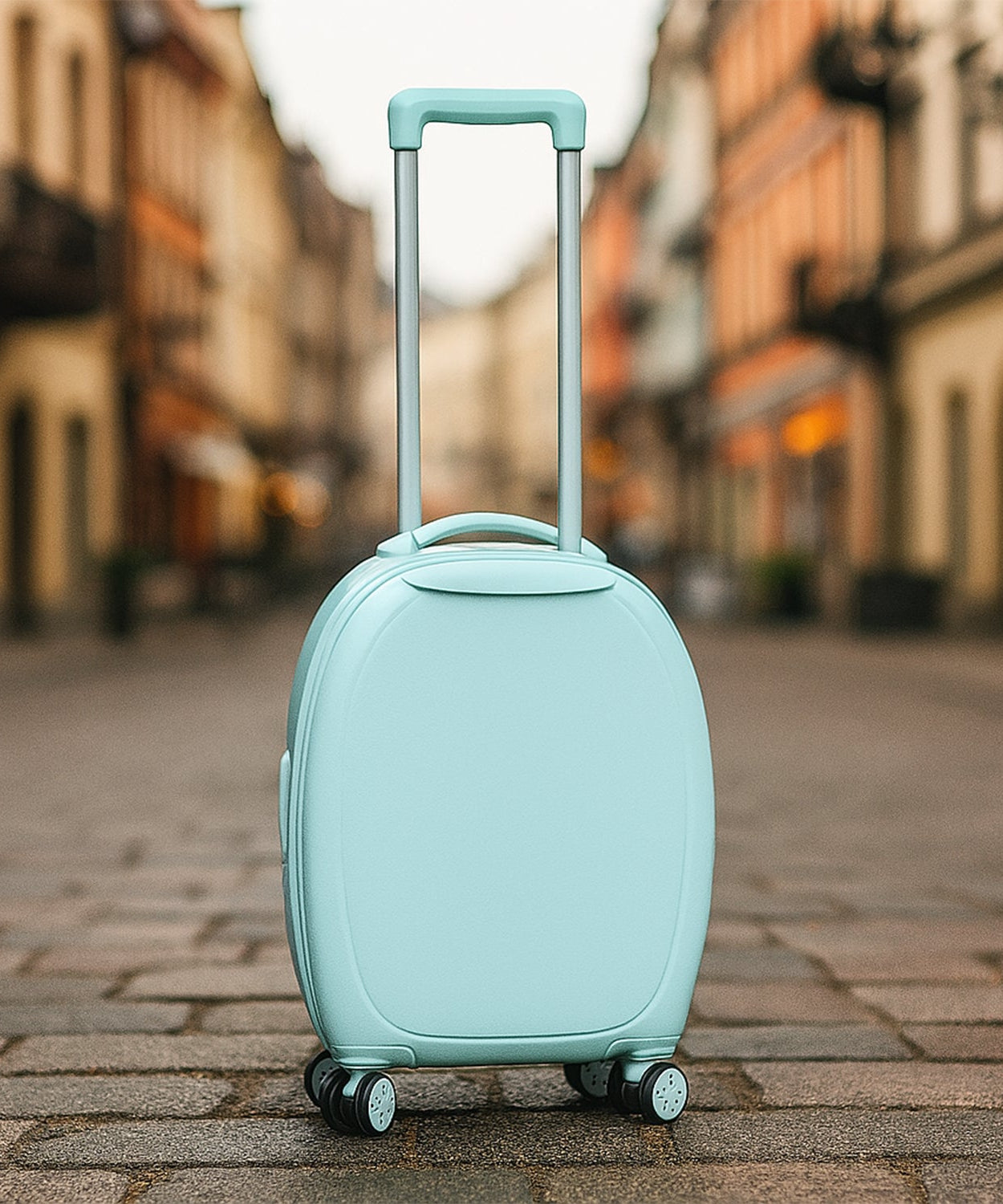 17849 Suitcase For Kids, Girls Green Small Cabin Hard Cover Holiday Carry On Trolley with Extendable Handle, Children's Luggage, Trolley Rolling Luggage for Toddlers Men Woman (Mix Color)