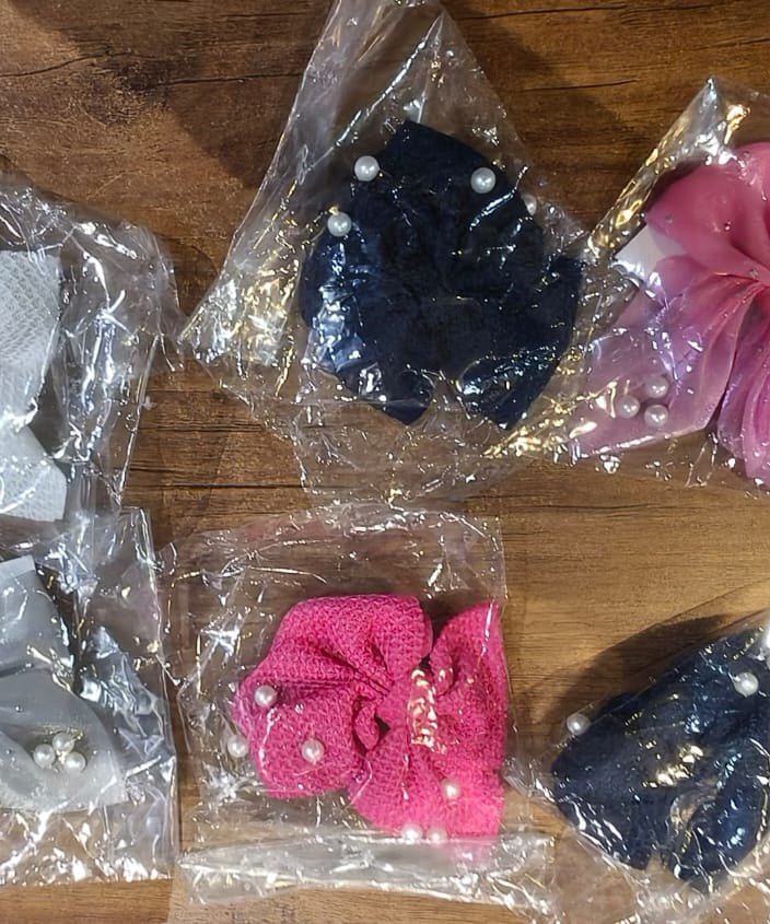 Hair Bow Knot Clip Suitable For Girls (12 Pc / Multicolour & Mix Design) Hair accessories