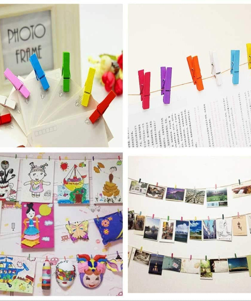 Wooden pin clips for photos and home decor, pack of 50 pieces