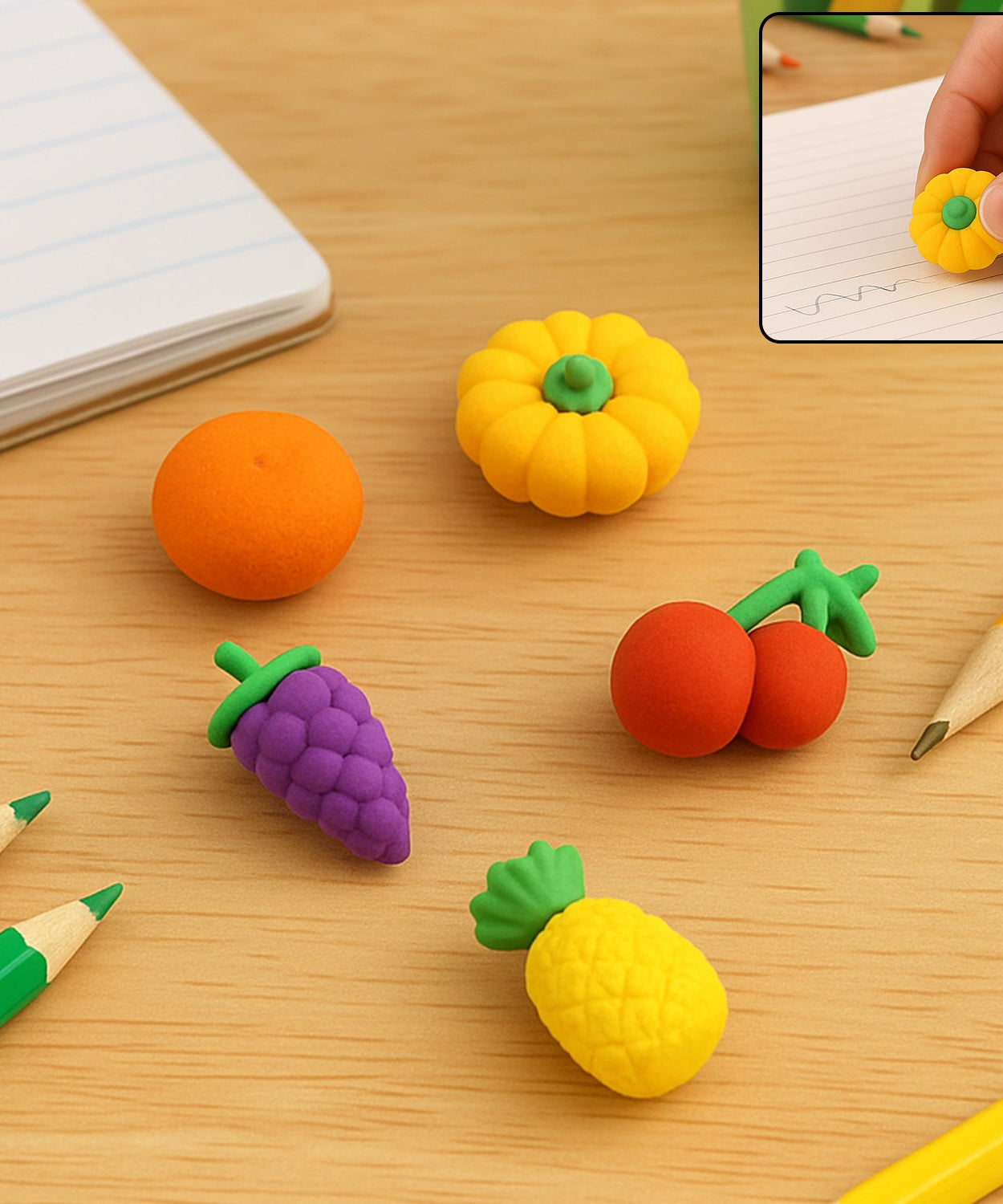 3D Mix Design Fancy & Stylish Colorful Erasers – Cute Novelty Eraser Set for Kids & School Prize (1 Set)