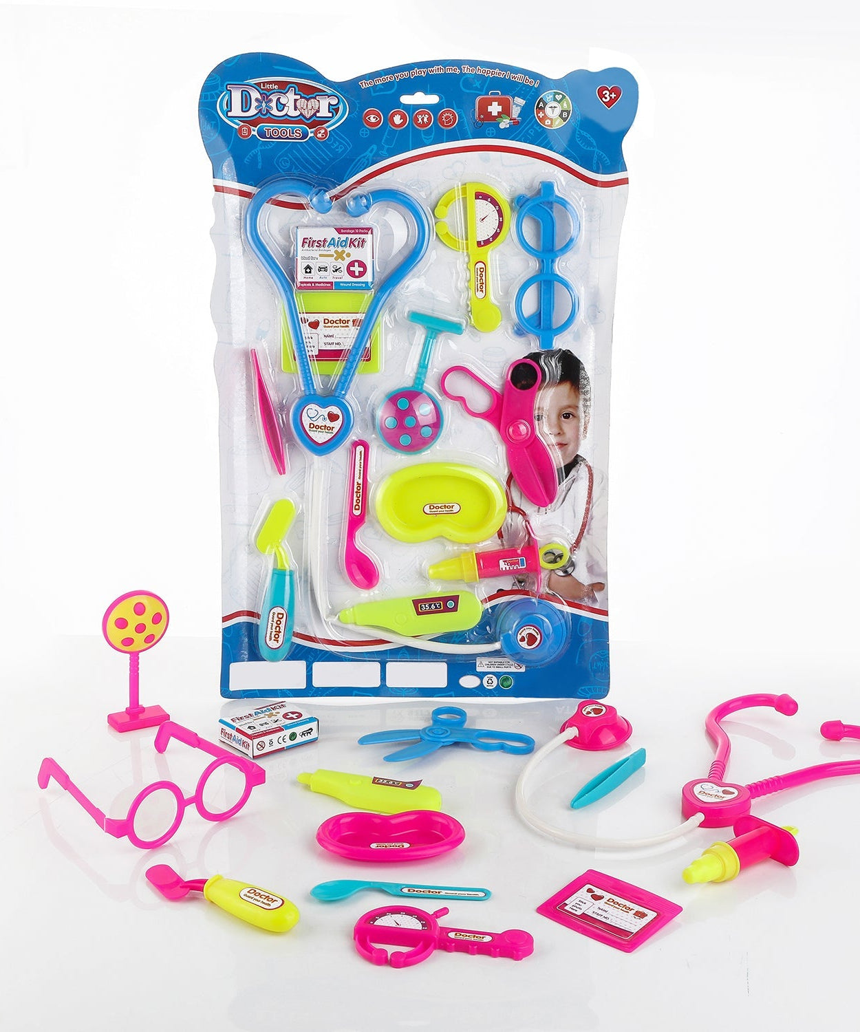 Children's doctor set with assorted medical instruments