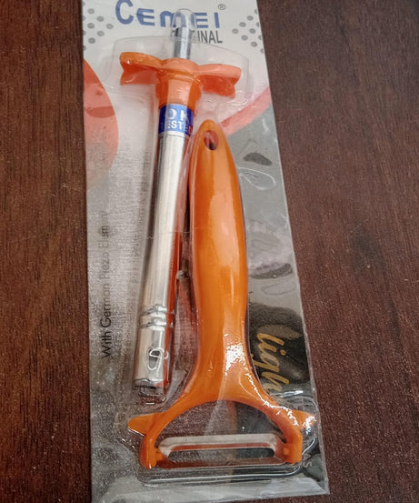 2 in 1 Kitchen Combo Lighter, Stainless Steel Durable Gas Lighter with Vegetable Cutter Peeler, For Kitchen Steel Gas Lighter (2 Pc Set)