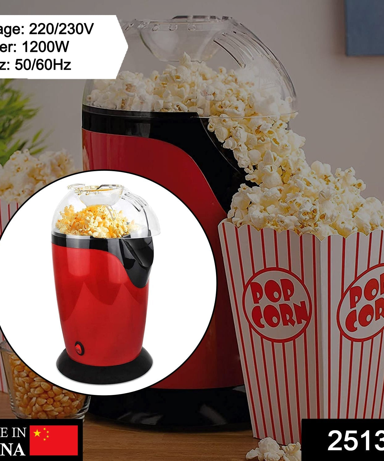 Close-up of corn machine with ped corn