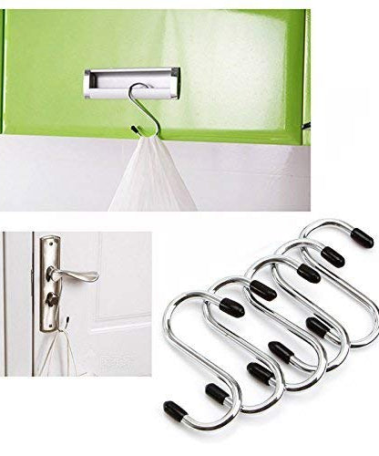 Heavy-duty stainless steel hooks, S-shaped design, pack of five.