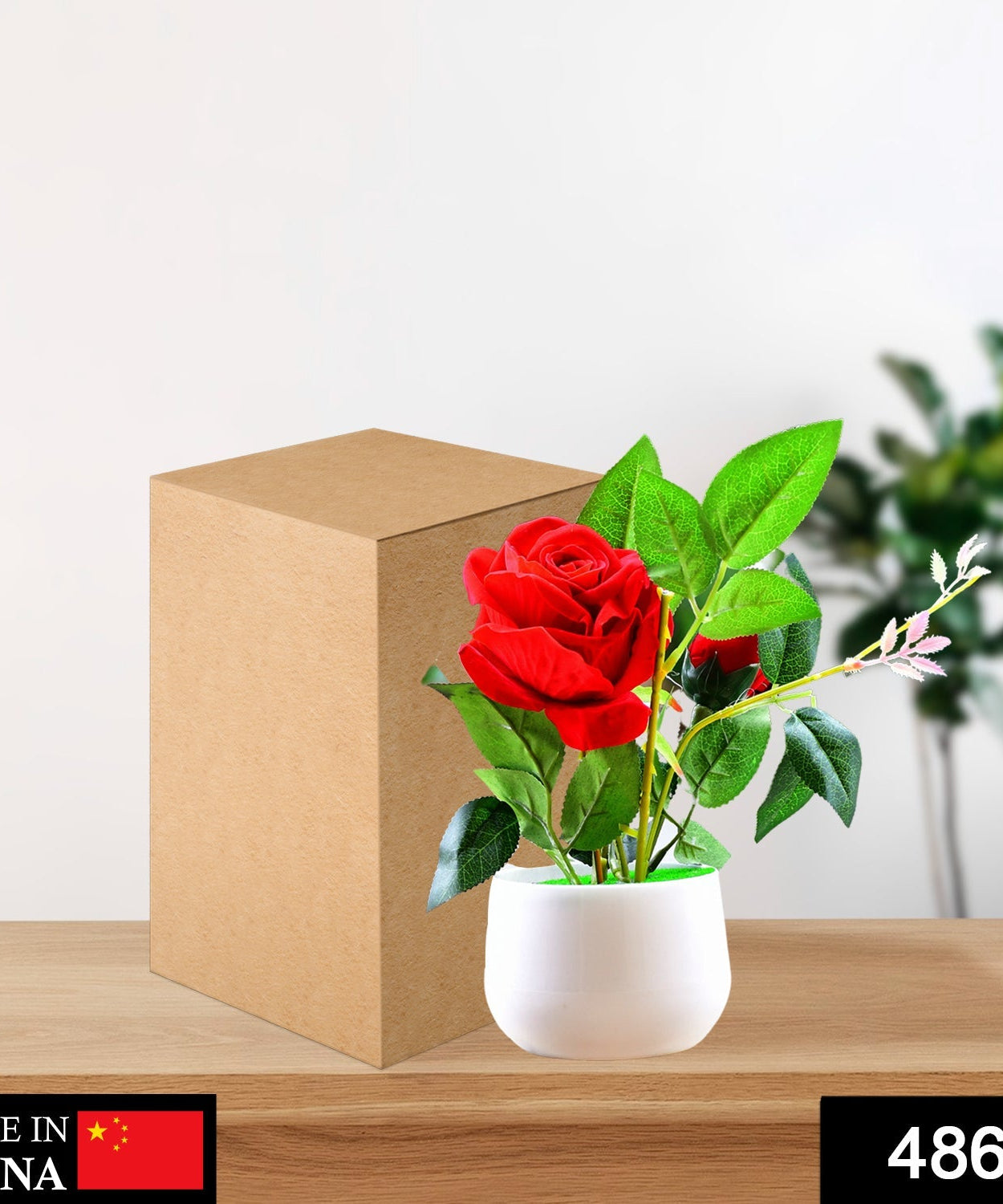 4863 Artificial Rose Flower Plant With Pot, For Home Office Or Gift 