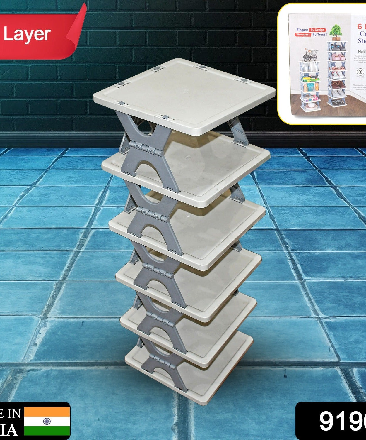 Foldable Shoe Rack (1 Pc, 6 Layers): Space-Saving, Entryway Storage