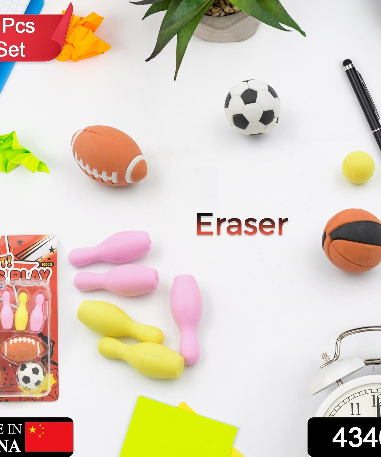 Mini Eraser Set for Kids (9 Pieces) - Fun Designs, Party Favors, School Prizes