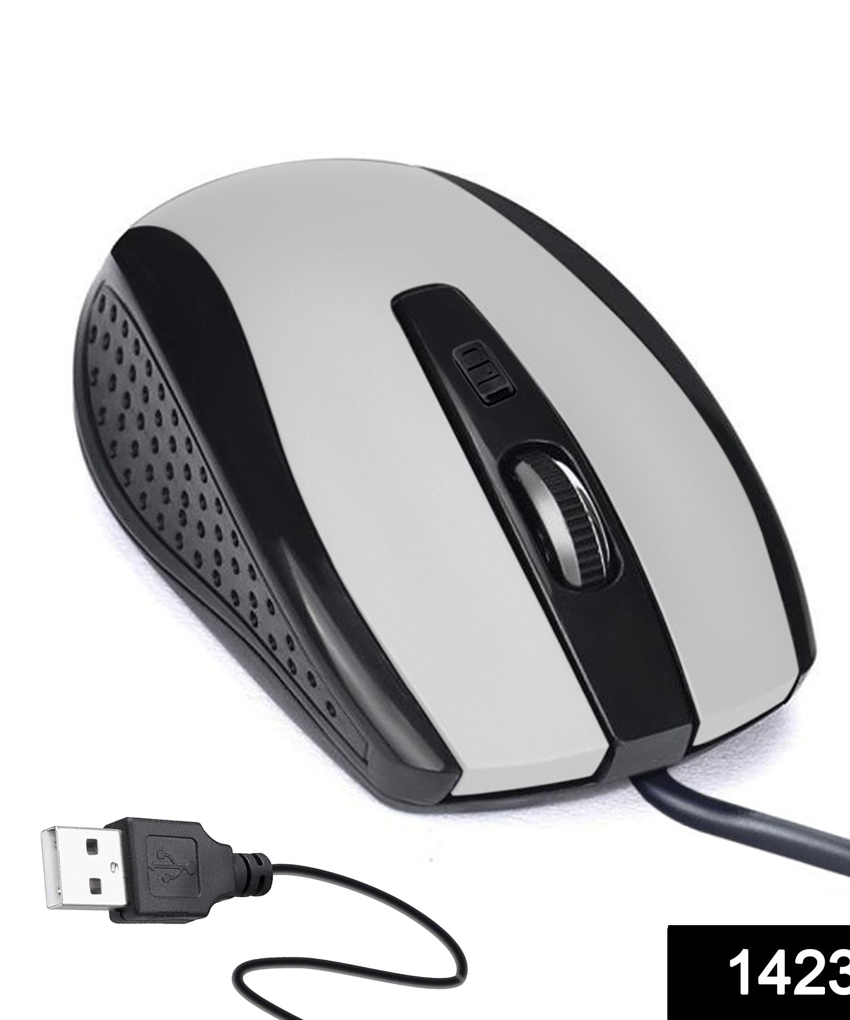Silver wired mouse with fast response time, for PC use