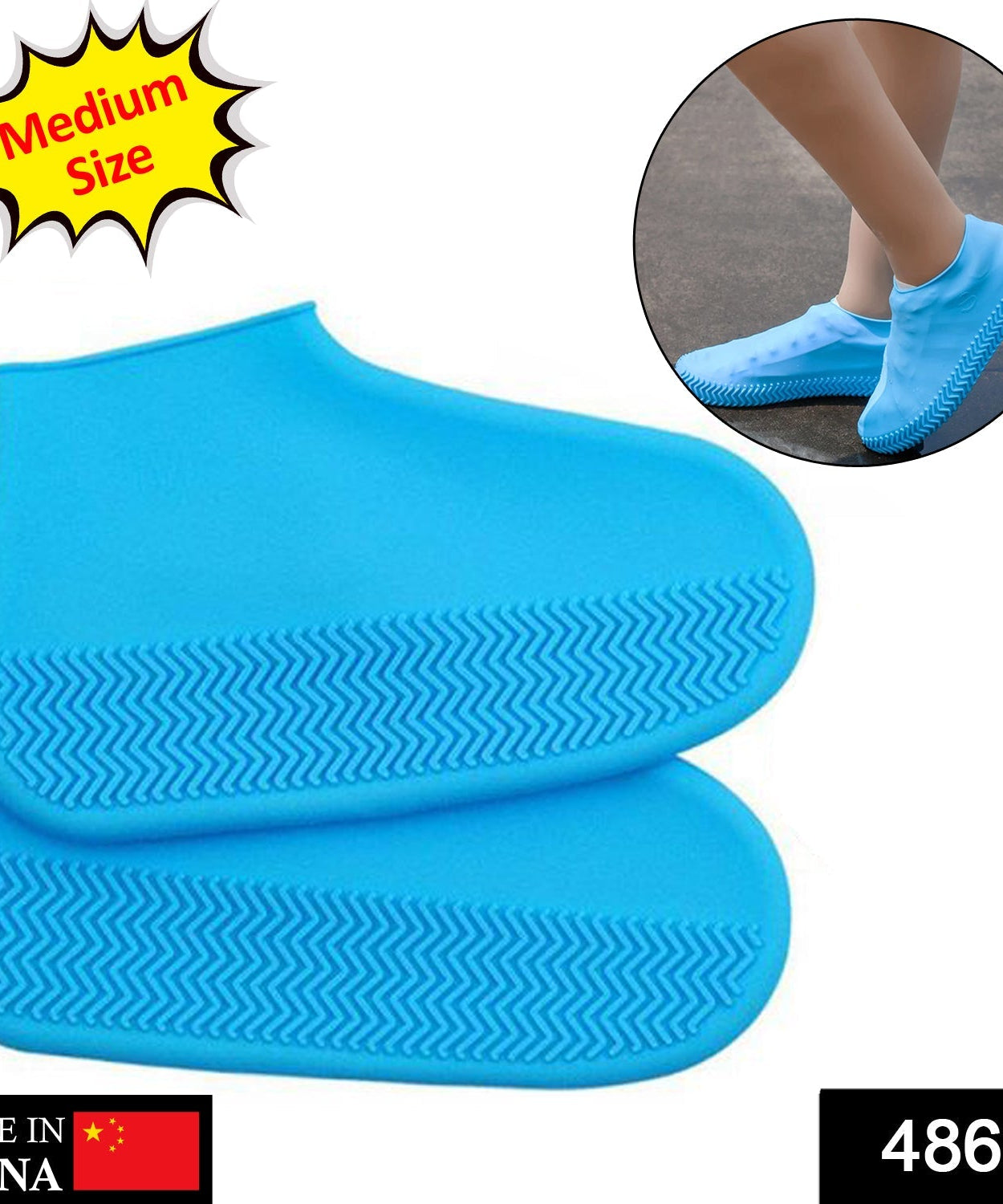 Waterproof foldable shoe covers with non-slip grip